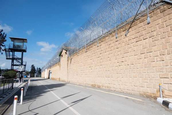 Prison security building. Boundary security wall. Prison for arrest criminals or terrorists. Private area. Military zone concept.