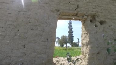 Kırsal kesimdeki eski bir evin yıkıntılarının görüntüleri. 