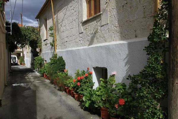 stock image Old building on street of ancient village of Omodos in Cyprus