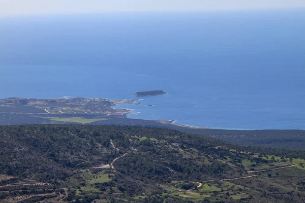 Akamas Peninsula Paphos Cyprus Aerial View Sea Coastline Wild Beach — Stock Photo, Image