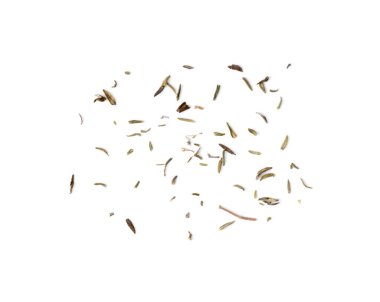 Kurumuş kekik yığını beyaz arkaplan görünümünde izole edildi