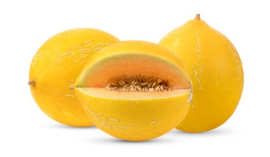 Beyaz arkaplanda izole edilmiş sarı kavun