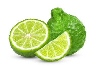bergamot ya da kaffir beyaz arkaplanda izole edildi 