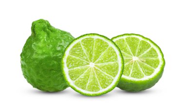 bergamot ya da kaffir beyaz arkaplanda izole edildi