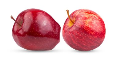 Beyaz arkaplanda kırmızı elma izole edildi