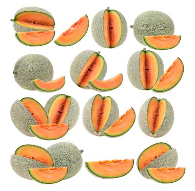 Beyaz arkaplanda izole edilmiş kavun