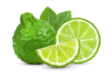 Beyaz arkaplanda Bergamot ya da kaffir
