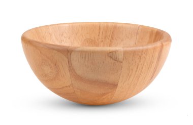 Ahşap kase beyaz arkaplanda izole