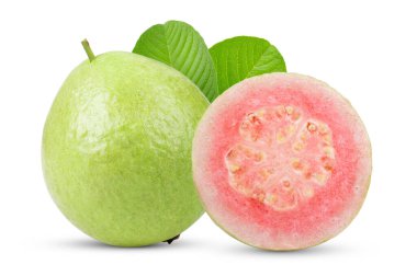 Pembe guava beyaz arkaplanda izole