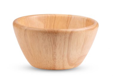 Ahşap kase beyaz arkaplanda izole