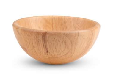 Ahşap kase beyaz arkaplanda izole