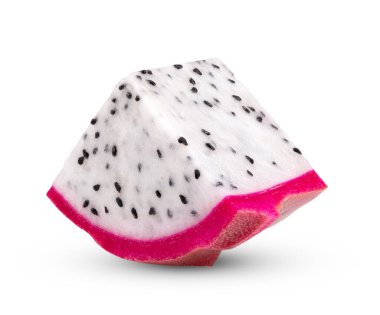 Beyaz arka planda ejderha meyvesi dilimi