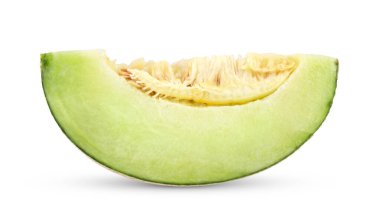Beyaz arka plan üzerinde izole yeşil kavun karpuz dilim