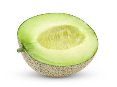 Beyaz arka plan üzerinde izole yeşil kavun karpuz dilim