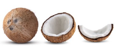 Hindistan cevizi beyaz arkaplanda izole edildi