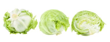 Beyaz arkaplanda izole edilmiş buzdağı marulu