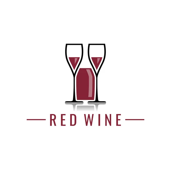 Logo Dizaynı Olarak Kırmızı Şarap Kırmızı Şarabın Beyaz Arka Planda — Stok Vektör