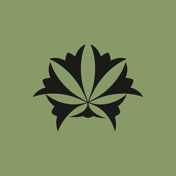 ロゴデザインとしてのマリファナ 緑の背景にロゴデザインとしてのマリファナのイラスト — ストックベクタ