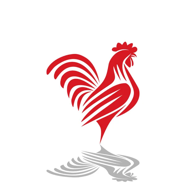 ロゴデザインとしての酉 白を基調としたロゴデザインとしての鶏のイラスト — ストックベクタ