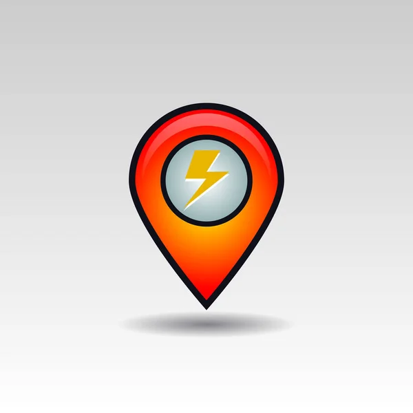 Location Icon Thunder Illustration Lightning Location Icon White Background — Stock Vector