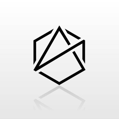 Soyut geometri. Beyaz bir arkaplanda logo tasarımı olarak soyut geometrinin çizimi