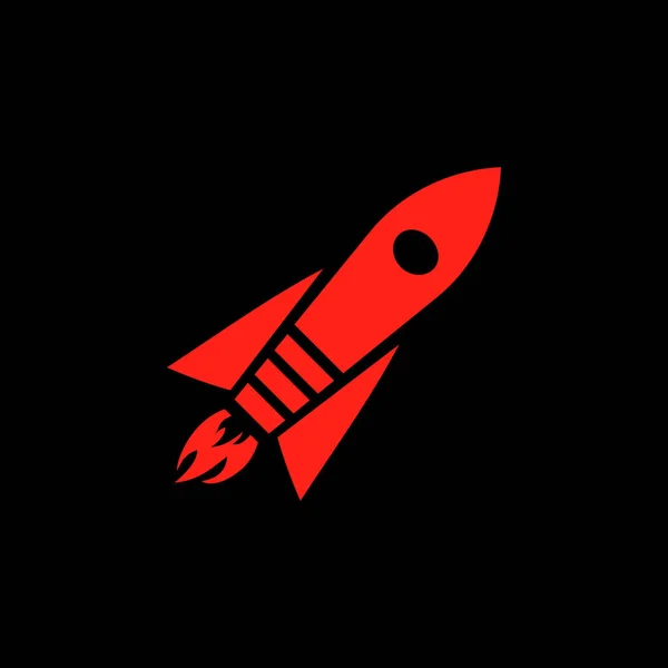 Rocket Λογότυπο Σχεδιασμού Εικονογράφηση Ενός Πυραύλου Σχέδιο Λογότυπου Μαύρο Φόντο — Διανυσματικό Αρχείο
