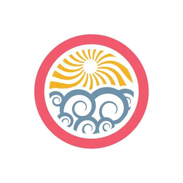 Sommer Logo Design Illustration Eines Logodesigns Der Sonne Und Des — Stockvektor