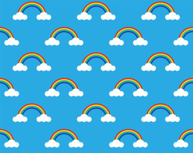 Gökkuşağı deseni pürüzsüz. Renkli arka plan vektör dokusu tasarımı. Çocuklar için soyut çizgi film çizgileri duvar kağıdı.