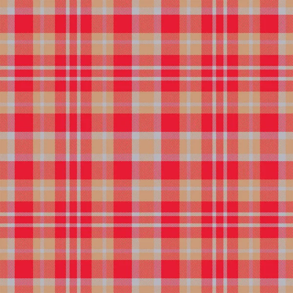 Plaid Seamless Pattern Red Check Fabric Texture Vector Textile Print — Stock Vector