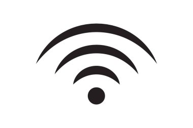 Wi-Fi sembolü sinyal bağlantısı. Kablosuz internet teknolojisi işareti. Wifi ağ iletişim simgesi. Radyo anten tasarımı.