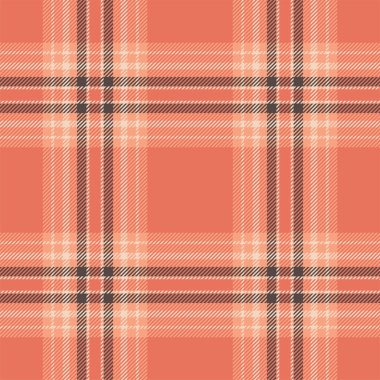 Ekose desenli turuncu. Kumaş dokusunu kontrol et. Vektör tekstil baskı tasarımı.