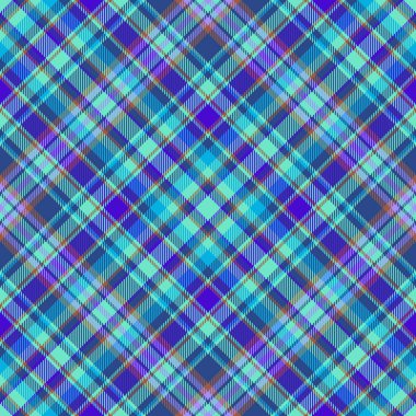 Tartan pürüzsüz dokusu. Kalıp vektör tekstili. Mor ve mavi renklerde kumaş ekoseli kontrol arkaplanı.