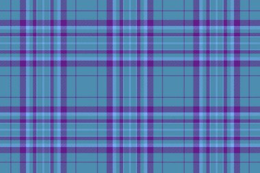 Tartan sabıka kaydı. Doku vektörü tekstili. Ekoseli kumaş, mor ve mavi renklerde..