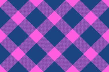 Kusursuz vektör dokusu. Kumaş arka plan ekoseli. Kalıpları pembe ve mavi renklerle işaretle.