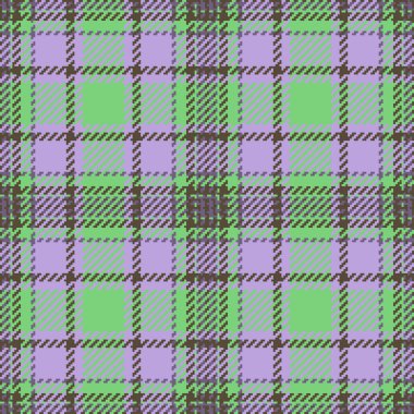 Tekstil kontrolü vektörü. Doku kumaşı ekoseli. Pastel ve turuncu renklerde arkaplan desensiz tartan.