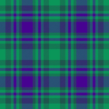 Tartan vektör deseni. Kusursuz doku arka planı. Ekose kumaş yeşil ve turkuaz renkli tekstil denetimi.