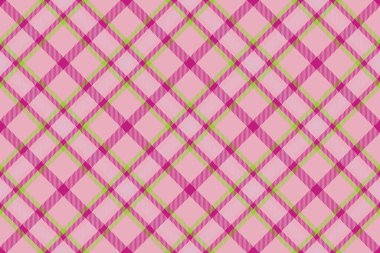 Doku tartan vektörü. Kumaş desenli tekstil. Arkaplan ekosesini yeşil ve pembe renklerle işaretle.