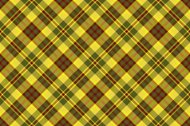 Kumaş kumaş kumaş. Arkaplan desenli ekose. Sarı ve parlak renklerde vektör kusursuz denetim dokusu.