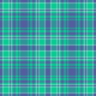 Kumaş deseni vektörü. Tartan sabıka kaydı. Tekstil dokusu, yeşil ve mavi renklerde ekosesiz..