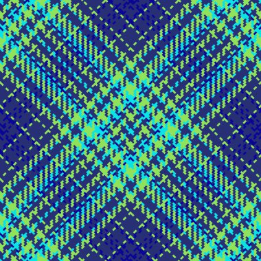 Kusursuz desenli tartan. Geçmiş taraması. Turkuaz ve yeşil renklerde tekstil kumaş vektör ekoseli.