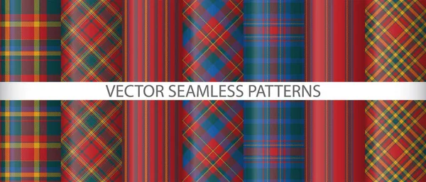Nastavte Vektorový Vzorec Prozkoumat Pozadí Textilní Kostkovaná Textilní Kolekce — Stockový vektor