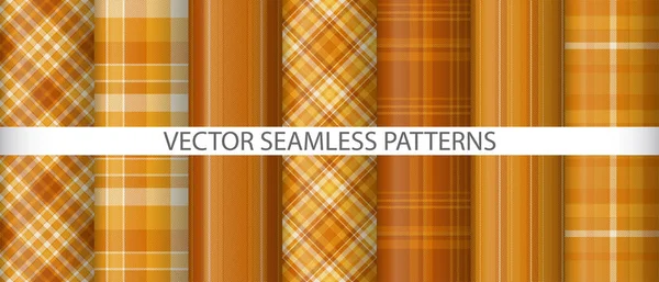 Set Background Vector Pattern Texture Textile Fabric Tartan Plaid Seamless — Stock Vector