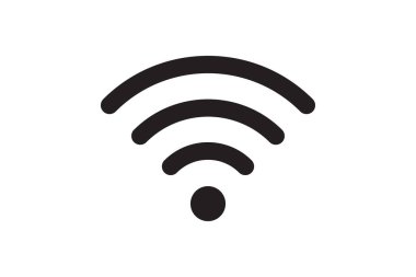 Wi-Fi sembolü sinyal bağlantısı. Kablosuz internet teknolojisi işareti. Wifi ağ iletişim simgesi. Radyo anten tasarımı.