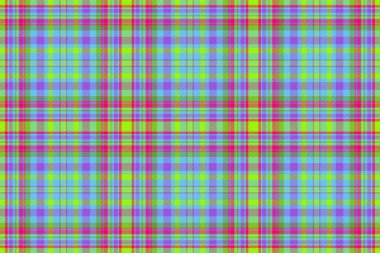 Tartan ekose kontrolü. Kusursuz vektör tekstili. Parlak ve yeşil renklerde kumaş dokusu arkaplan deseni.