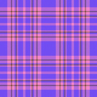 Tartan geçmişini kontrol et. Ekose tekstil vektörü. Turuncu ve mor renklerde kusursuz desenli kumaş dokusu.