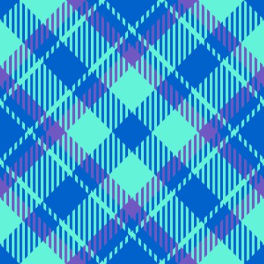 Kusursuz tekstil ekose. Tartanı kontrol et. Arkaplan dokusu vektör kumaşı menekşe ve mavi renklerde.
