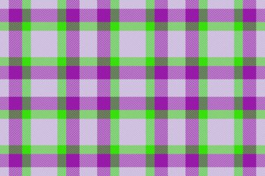Kusursuz ekose desenli. Kumaş dokusunu kontrol et. Ekose tekstil arka plan vektörü pembe ve yeşil renklerde.
