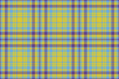 Tekstil dokusu. Ekose kumaşa bak. Tartan arkaplan vektörü mor ve mavi renklerde pürüzsüz.