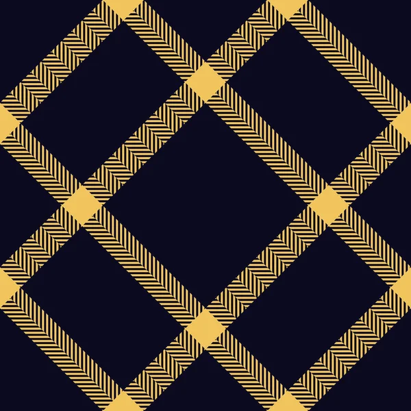 再生生地の背景 シームレスなテクスチャチェック 黄色と濃い色のパターン繊維タータンベクトル — ストックベクタ