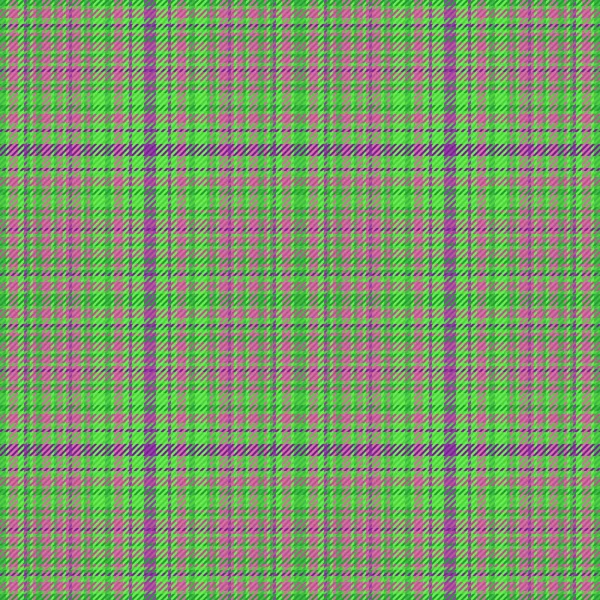 stock vector Seamless plaid fabric. Textile pattern background. Tartan vector texture check in green and pink colors.